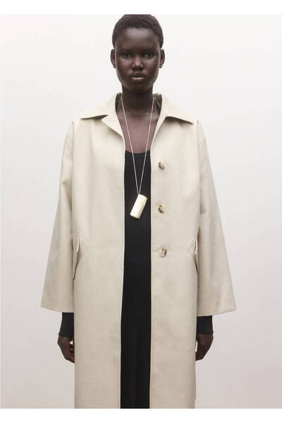 MANGO Woman %100 pamuk trençkot, cepli