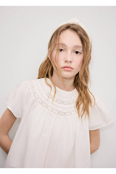 MANGO Kids Delik detaylı pamuklu bluz