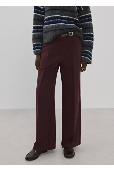 MANGO Woman Kemerli düz kesim pantolon