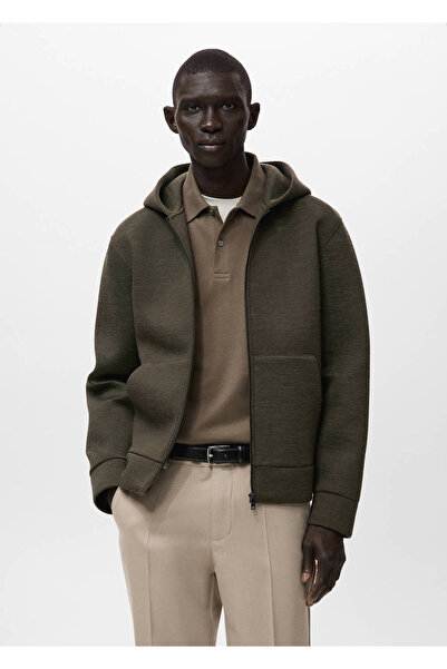 MANGO Man Neopren görünümlü fermuarlı sweatshirt