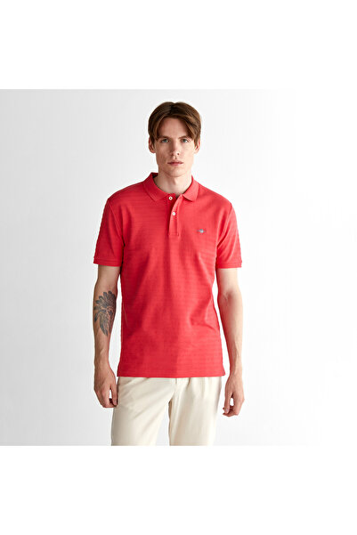 Gant Erkek Kırmızı Regular Fit Çizgili Polo