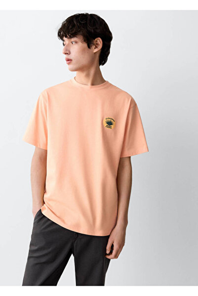 Mango Teen Kayık desenli pamuklu tişört