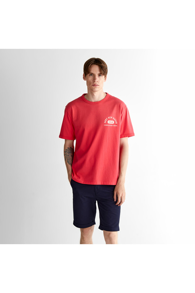 Gant Erkek Kırmızı Relaxed Fit Bisiklet Yaka Logolu T-Shirt