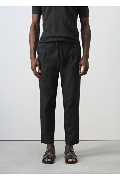 MANGO Man Pamuklu keten slim fit cropped pantolon