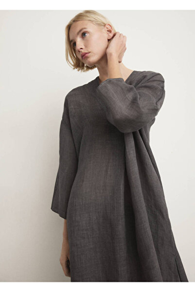 MANGO Woman %100 rami overdyed görünümlü kaftan