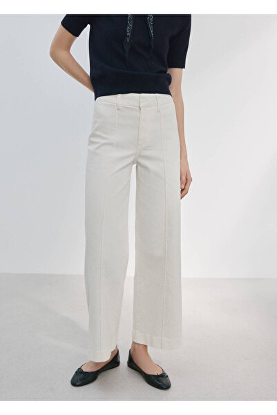 MANGO Woman Yüksek belli dikişli wideleg jean pantolon