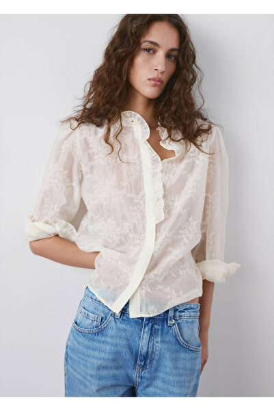 MANGO Woman Çiçek işlemeli lyocell bluz