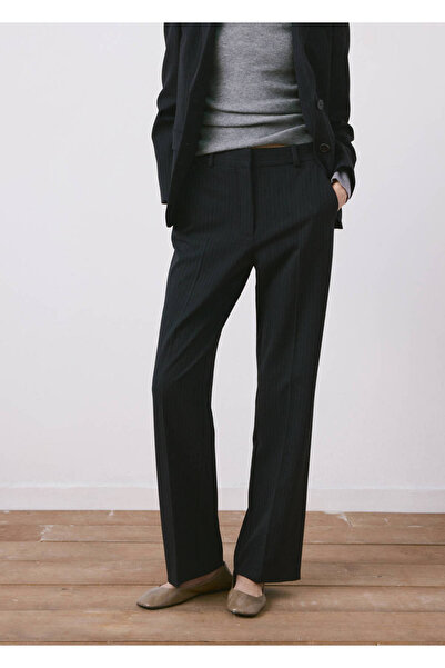 MANGO Woman Düz kesim kumaş pantolon