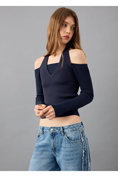 Mango Teen Halter yaka uzun kollu bluz
