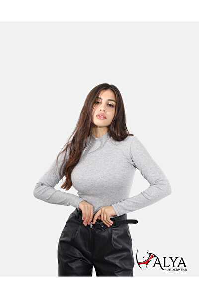 ALYA UNDERWEAR Φούτερ με μισό λαιμό καμιζόλας, υφασμάτινη μπλούζα με ραβδώσει...