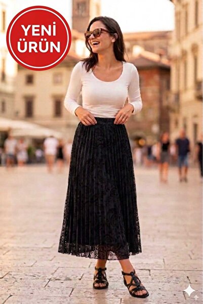 BETES Γυναικεία φούστα από τούλι με στάμπα, πλισέ, με ελαστική μέση, κομψή, τ...