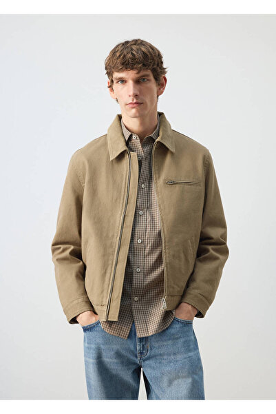 MANGO Man Fitilli kadife yakalı denim ceket