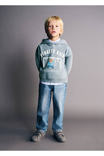 MANGO Baby Düz kesimli pamuklu jean pantolon