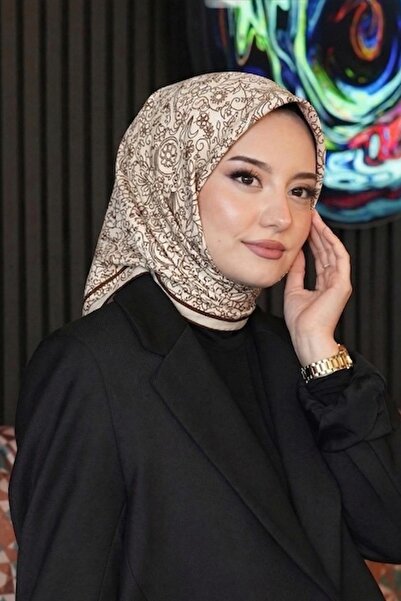 AFVENTE Μαλακό βαμβακερό κασκόλ με σχέδιο οθωμανικού μοτίβου σοκολάτας