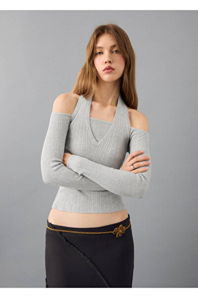 Mango Teen Halter yaka uzun kollu bluz