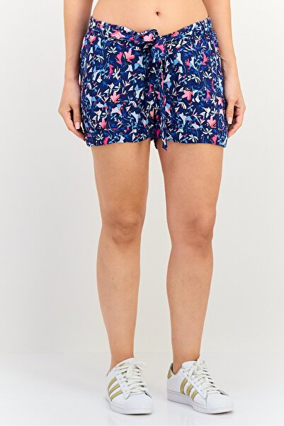Envie de Fraise Women Floral Print Belted Tie Shorts, Multicolor