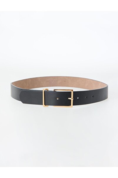 Jimmy Key Μαύρη δερμάτινη ζώνη με λεπτή μεταλλική αγκράφα