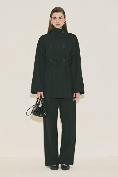 Manuka ΨΗΛΟΚΡΑΓΑΤΗ ΚΑΜΙΖΑ ΤΥΠΟΥ TRENCH Ζώνη ΤΕΜΑΧΙΩΝ ΜΑΥΡΗ