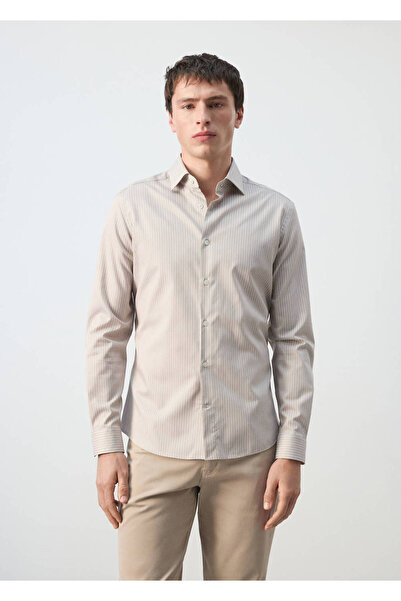 MANGO Man Çizgili pamuklu slim fit gömlek