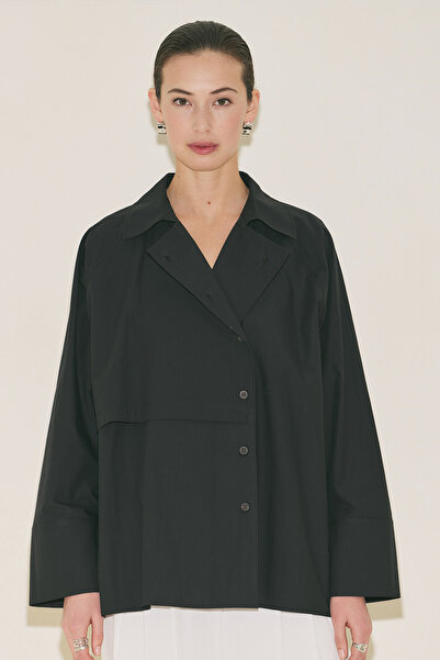 Manuka MILO διπλό πέτο ΜΠΛΟΥΖΑΚΙ ΜΕ ΚΟΥΜΠΩΜΑ ΜΑΥΡΟ