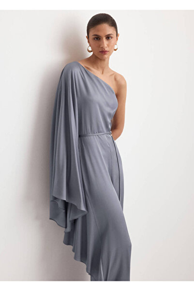 MANGO Woman Asimetrik yakalı uzun tulum