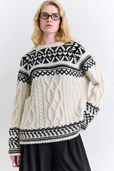 Manuka Nordic Patterned Sweater Ecru