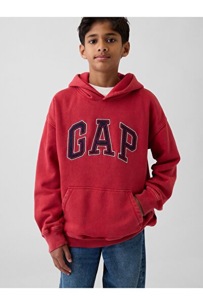 GAP Erkek Çocuk Kırmızı VintageSoft Arch Logo Sweatshirt