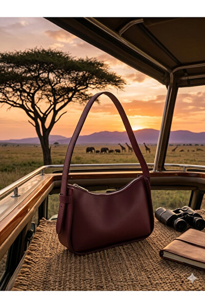 Sheem Τσάντα χειρός και ώμου μπαγκέτας μπορντό