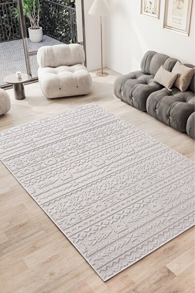 Adalizza Modern Tasarımlı Jüt Dokuma Loop Sisal Krem Renk Halı