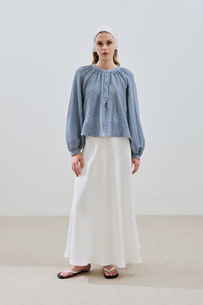 Manuka ΜΠΛΟΥΖΑ ΜΕ ΥΦΑΣΜΑ ΚΟΥΜΠΙ ΜΠΛΕ