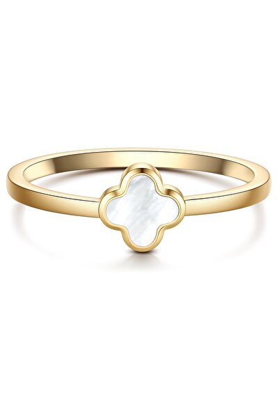 Glanzstücke München Edelstahlring Ring Edelstahl gelbgold Perlmutt weiß