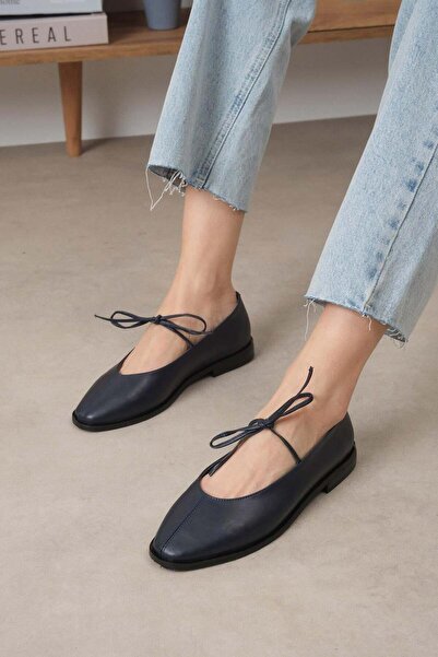 Mio Gusto Γυναικείες μπαλαρίνες Elaine Navy Blue - Παπούτσια με κορδόνια