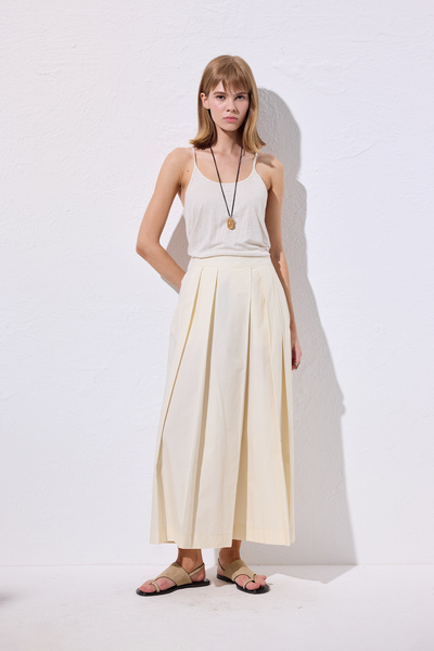 WIDE PLEATED PANTS VANILLA