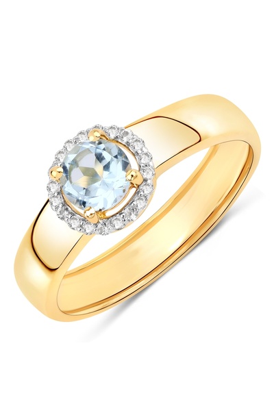 Rafaela Donata Edelsteinring Ring Sterling Silber gelbvergoldet Blautopas Top...