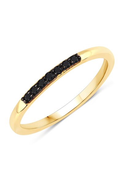 Rafaela Donata Edelsteinring Ring Sterling Silber gelbvergoldet Diamant schwarz