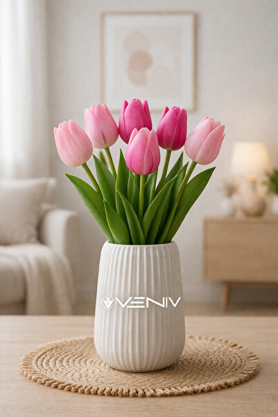 VENİV 5 Adet Dekoratif Islak Lale- Gerçek Islak Doku- 30 cm - Yapay Çiçek