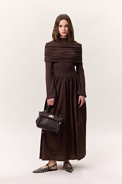 Manuka Καφέ Μακρύ Φόρεμα Φαρδύ Φαρδύ