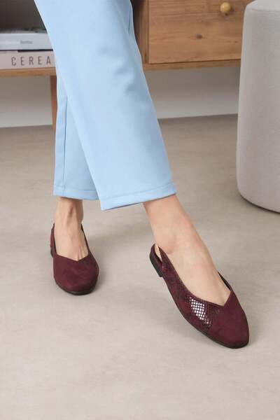 Mio Gusto Γυναικεία φλατ παπούτσια μπαλαρίνας Debby Burgundy Color Open Back