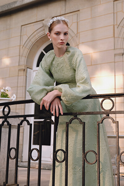 Manuka JACQUARD ORGANZA ΒΡΑΔΙΝΟ ΦΟΡΕΜΑ ΜΕΝΤ