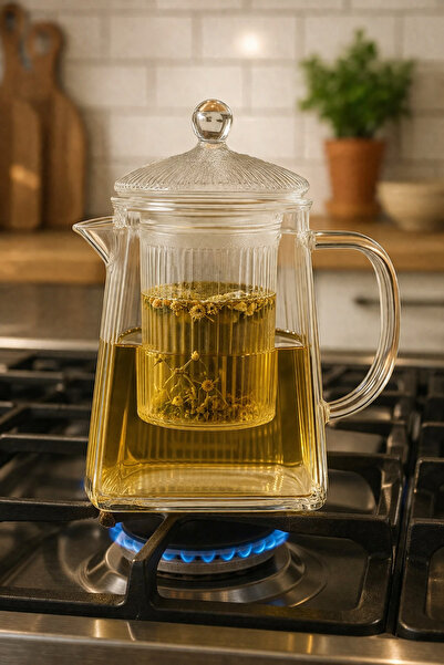 Chefstar KARE TASARIMLI CAM DEMLİK – ISIYA DAYANIKLI FİLTRELİ ŞEFFAF ÇAYDANLIK