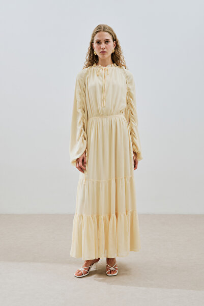 Manuka ΦΟΡΕΜΑ ΜΑΚΡΥ ΚΑΜΠΑΝΙΣΤΙΚΟ ΣΤΙΛ ΣΤΟΙΒΑΖΟΜΕΝΟ ΦΟΡΕΜΑ ΜΑΛΑΚΟ ΚΙΤΡΙΝΟ