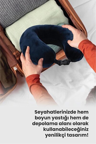 Viscofoam Hybrid Travel Bag Seyahat Çantası Seyahat Yastığı - Lacivert - Ergo Travel