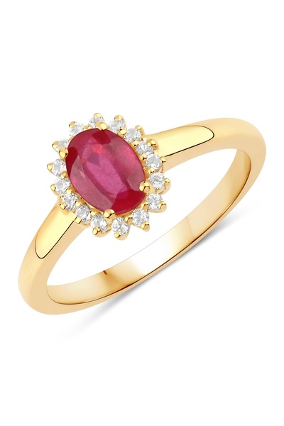 Rafaela Donata Edelsteinring Ring Sterling Silber gelbvergoldet Rubin Topas weiß