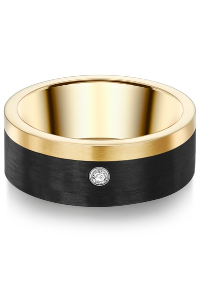 Trilani Edelstahlring Ring Edelstahl gelbgold Zirkonia weiß