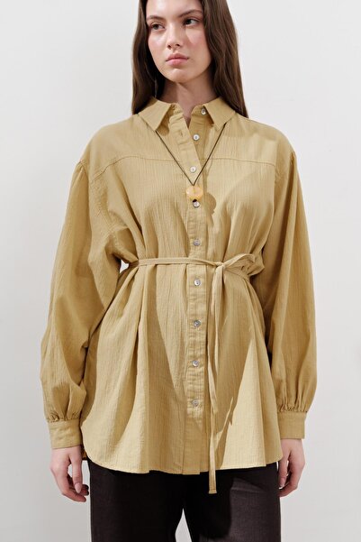 Manuka Cotton Balloon Sleeve Shirt Yellow