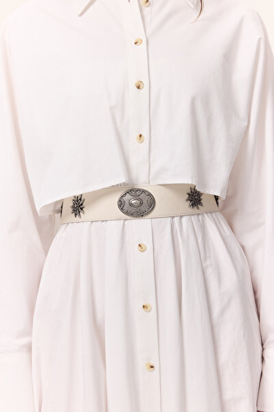 Manuka ΖΩΝΗ με Πόρπη ECRU για Κορσέ με Κοσμήματα