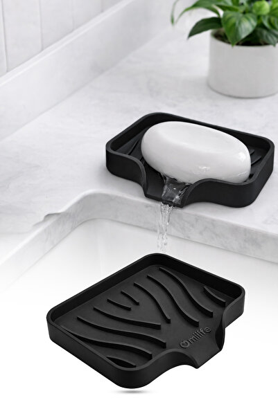 omilife Εύκαμπτη θήκη σαπουνιού με βεντούζα σιλικόνης και αποχέτευση νερού Μα...