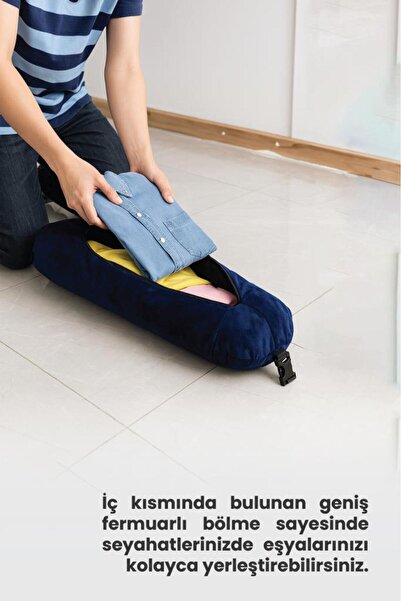 Viscofoam Hybrid Travel Bag Seyahat Çantası Seyahat Yastığı - Lacivert - Ergo Travel