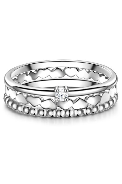 Glanzstücke München Silberring 3er Set Ringe Sterling Silber Zirkonia weiß