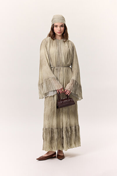 Manuka GEMUSTERTES CRUSHLI FALTEKLEID RUBY